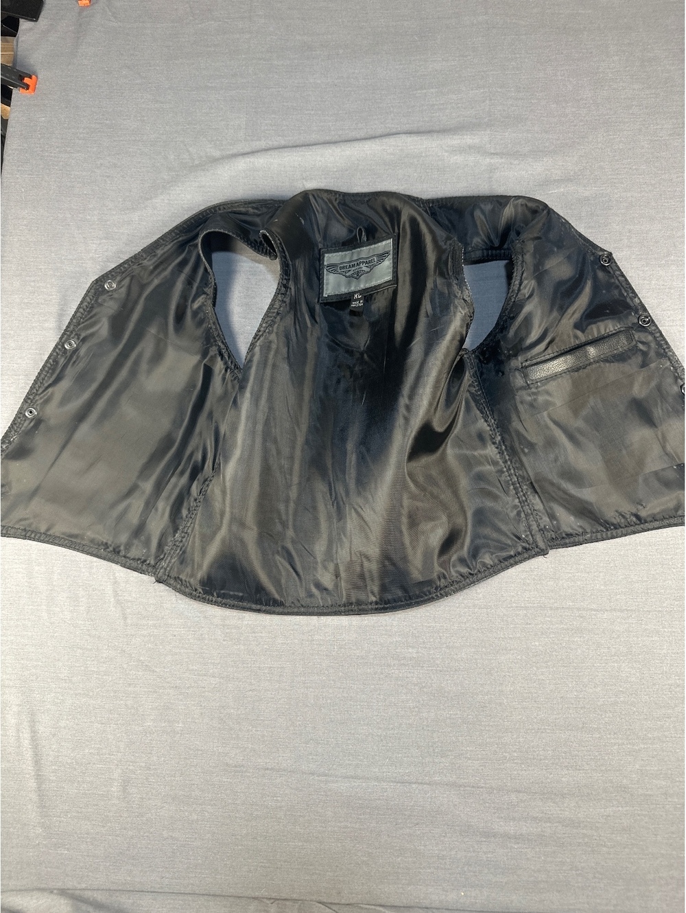 Dream Apparel Kids XL Black Genuine Leather Vest Snap Front Biker - Picture 3 of 8